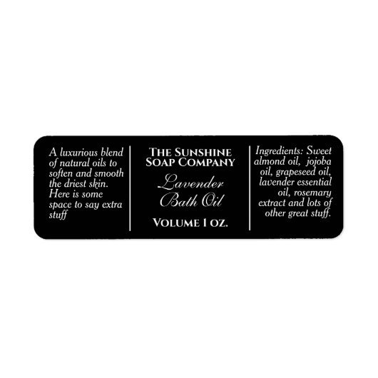 Zwart papier stijl zeep en cosmetisch label (Voorkant)