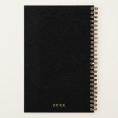 Zwart papier textuur & goud minimale naam notitieboek (Achterkant)