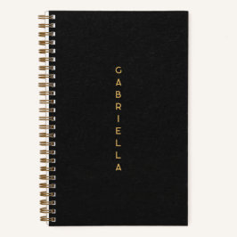Zwart papier textuur & goud minimale naam notitieboek