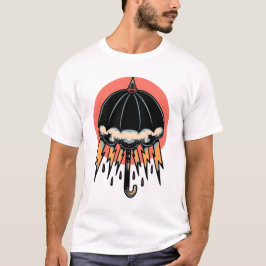 Zwart paraplu thunder storm tattoo t-shirt