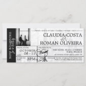 Zwart Parijs Bruiloft Boarding Pass (Voorkant)