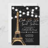 Zwart Parijs Eiffeltoren Glitter Lights Sweet 16 Kaart (Voorkant)
