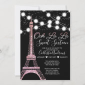 Zwart Parijs Eiffeltoren Glitter Lights Sweet 16 Kaart (Voorkant)
