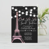 Zwart Parijs Eiffeltoren Glitter Lights Sweet 16 Kaart (Staand voorkant)