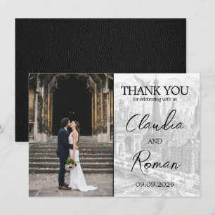 Zwart Parijs Paspoort Bedankkaart