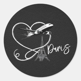 Zwart Parijs Paspoort Ronde Sticker