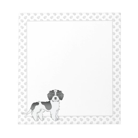 Zwart Parti-kleur Mini Goldendoodle Hond & Pootafd Notitieblok (Voorkant)