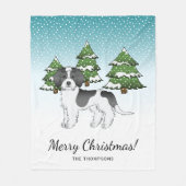 Zwart Parti-kleur Mini Goldendoodle Winterbos Fleece Deken (Voorkant)