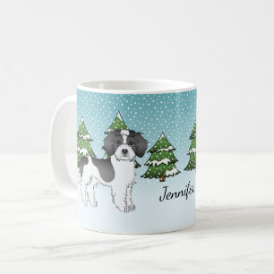 Zwart Parti-kleur Mini Goldendoodle Winterbos Koffiemok