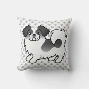 Zwart Parti-Kleur Tibetaanse Spaniel Cute Hond & P Kussen