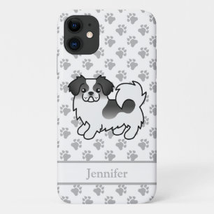 Zwart Parti-Kleur Tibetaanse Spaniel Hond & Naam Case-Mate iPhone Case