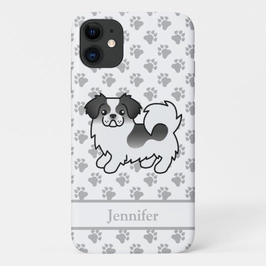 Zwart Parti-Kleur Tibetaanse Spaniel Hond & Naam Case-Mate iPhone Case (Achterkant)