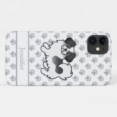 Zwart Parti-Kleur Tibetaanse Spaniel Hond & Naam Case-Mate iPhone Case (Achterkant (horizontaal))