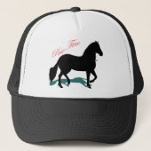 Zwart Paso Fino Paard met Script Trucker Pet (Voorkant)