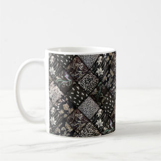 Zwart patchwork look quilt patroon koffiemok