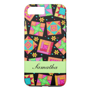 Zwart patchwork Quilt Block Name Persoonlijk Case-Mate iPhone Case