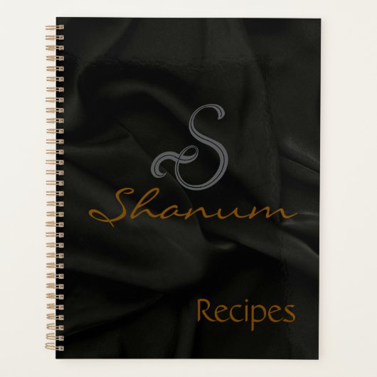 Zwart patroon kookrecept planboek planner (Voorkant)