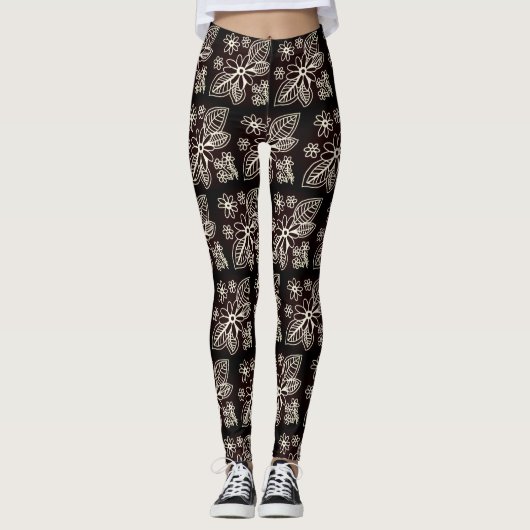 Zwart patroon leggings (Voorkant)