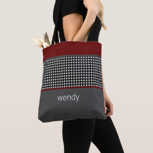 Zwart patroon met burgundy tote bag