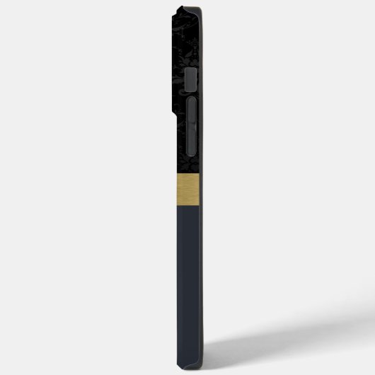 Zwart patroon met Gold Stripe Case-Mate iPhone Case (Achterkant / Links)