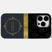 Zwart patroon met Gold Stripe Case-Mate iPhone Case (Achterkant (horizontaal))