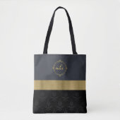 Zwart patroon met goud tote bag (Voorkant)