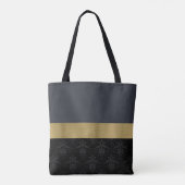 Zwart patroon met goud tote bag (Achterkant)