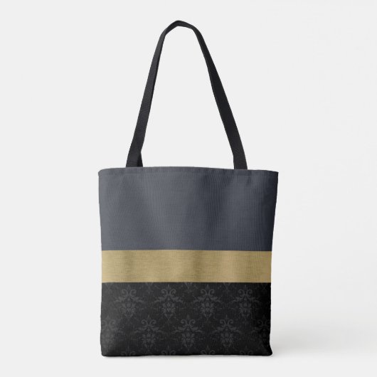 Zwart patroon met goud tote bag (Achterkant)