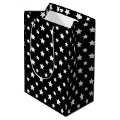 Zwart patroon met sterren medium cadeauzakje (Achterkant Gekanteld)