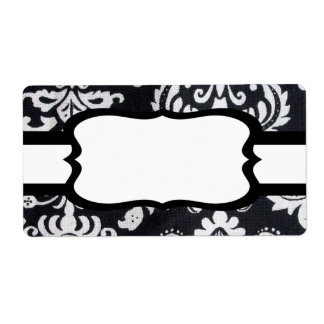 Zwart patroon met wit lintlabel etiket