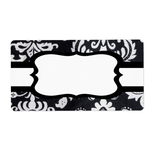 Zwart patroon met wit lintlabel etiket (Voorkant)