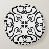 Zwart patroon rond kussen (Achterkant)