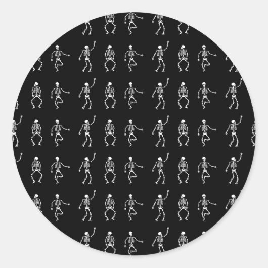 Zwart patroon Skeletten dood dance botten spooky Ronde Sticker (Voorkant)