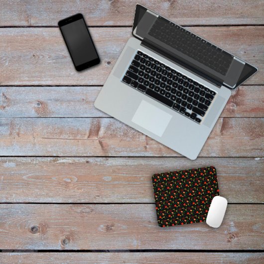 Zwart patroonflorbloem muismat