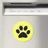 Zwart Paw Print op Geel Magneet (Insitu (Vaatwasser))