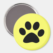 Zwart Paw Print op Geel Magneet (Voorkant / Achterkant)