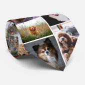 Zwart Paw Print Patroon Hond Fotocollage Stropdas (Opgerold)