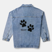 Zwart Paw Prints Design Denim Jas Jacket (Achterkant)