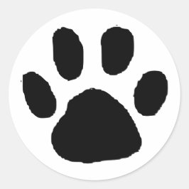 Zwart PawPrint (Paw Print) ontwerp Ronde Sticker