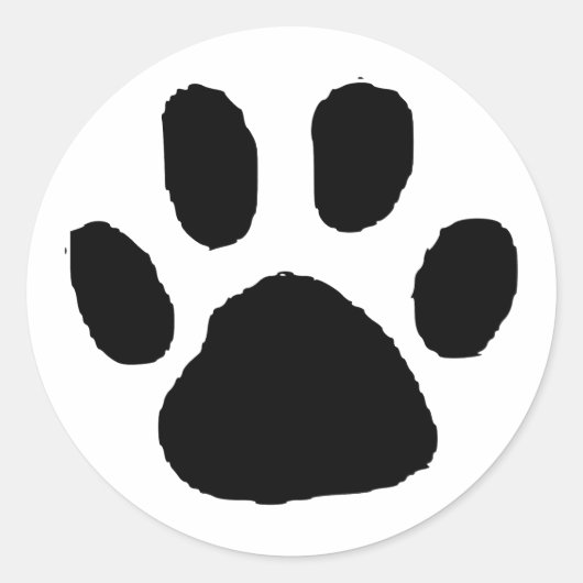 Zwart PawPrint (Paw Print) ontwerp Ronde Sticker (Voorkant)
