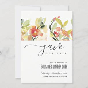 ZWART PEACH PINK WATERVERF FLORAL BEWAREN DE DATUM SAVE THE DATE