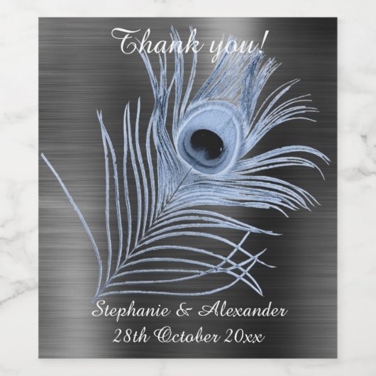 ZWART PEACOCK  WINE ETIKET (Enkel label)