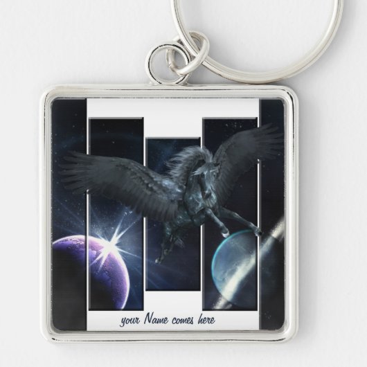 zwart Pegasus Sleutelhanger (Voorkant)