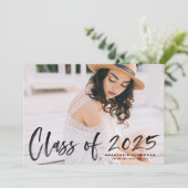 Zwart penseel belettering foto Afstuderen Aankondiging (Staand voorkant)