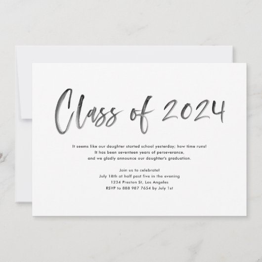 Zwart penseel belettering foto Afstuderen Kaart (Achterkant)