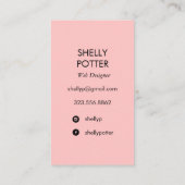 Zwart penseelroze visitekaartje (Achterkant)