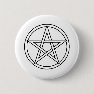 Zwart pentakel ronde button 5,7 cm