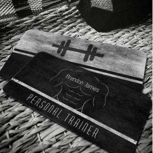 Zwart Personal Trainer White Muscle Man Outline Visitekaartje