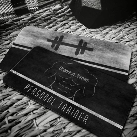 Zwart Personal Trainer White Muscle Man Outline Visitekaartje