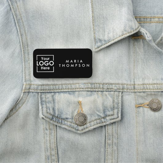 Zwart Personalised Business Logo Medewerker Person Naamplaatje (In situ)
